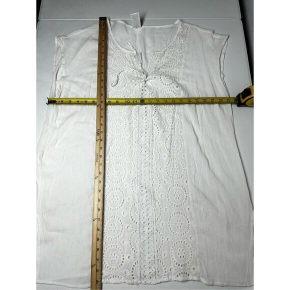 Kona Sol Swim Cover Up Tunic Eyelet Trim White Size L - Picture 5 of 8